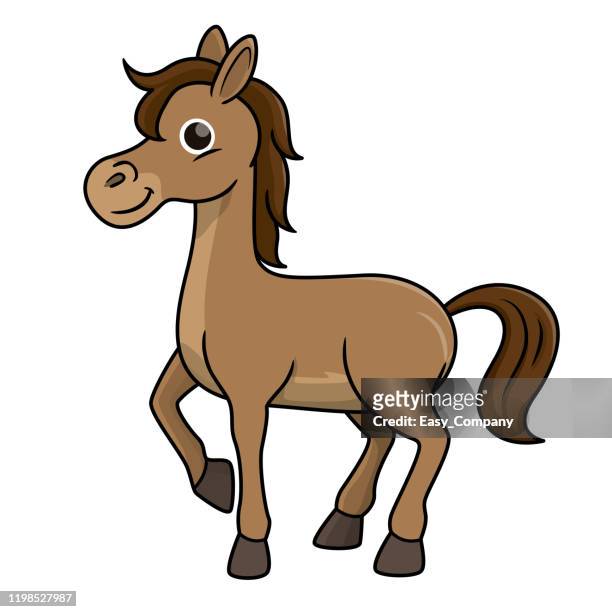 bildbanksillustrationer, clip art samt tecknat material och ikoner med vektor illustration av hästen isolerad på vit bakgrund. - pony