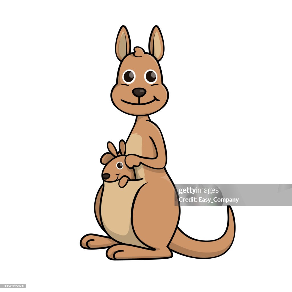 Vector illustration of kangaroo isolated on white background.