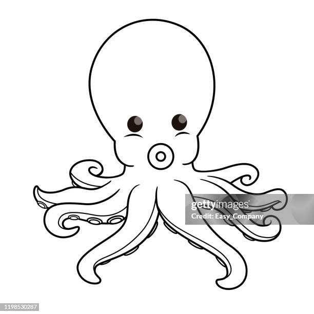 vector illustration of octopus isolated on white background. for kids coloring book. - octopus ink stock illustrations