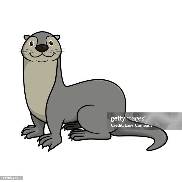 ilustraciones, imágenes clip art, dibujos animados e iconos de stock de ilustración vectorial de nutria aislada sobre fondo blanco. - sea otter