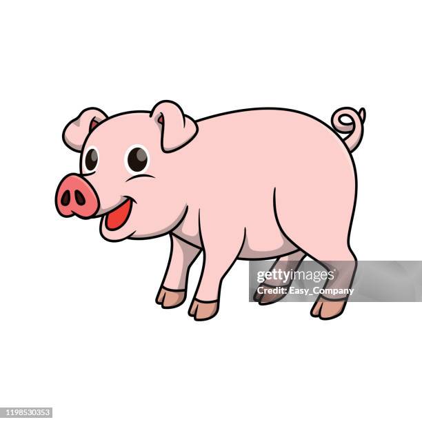 vector illustration of pig isolated on white background. - toy farm animals stock illustrations