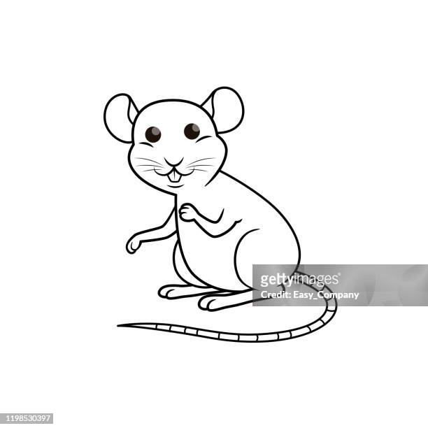 ilustrações de stock, clip art, desenhos animados e ícones de vector illustration of rat isolated on white background. for kids coloring book. - livro de colorir