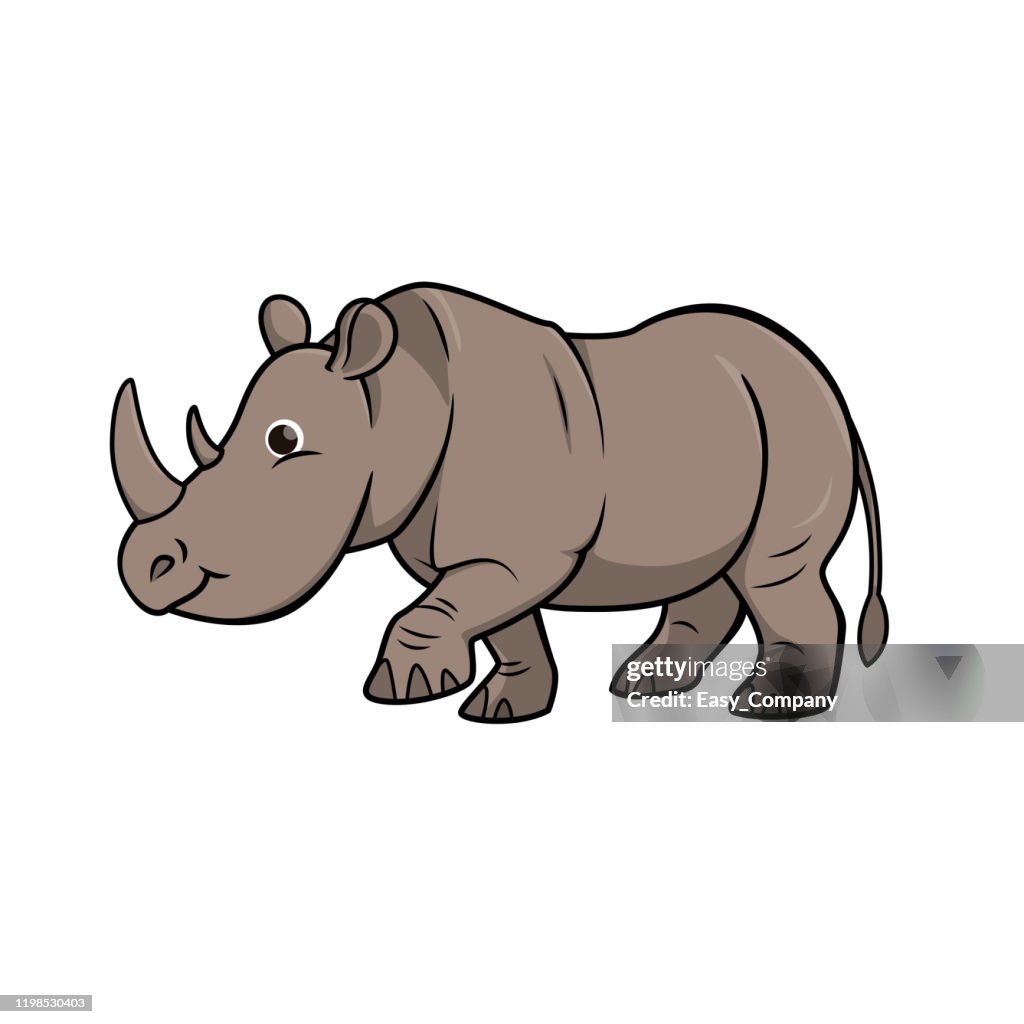 Vector illustration of rhino isolated on white background.