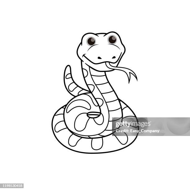 ilustrações de stock, clip art, desenhos animados e ícones de vector illustration of snake isolated on white background. for kids coloring book. - rattlesnake