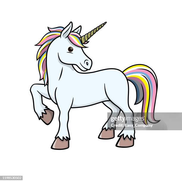 vektor-illustration von einhorn isoliert auf weißem hintergrund. - mähne stock-grafiken, -clipart, -cartoons und -symbole