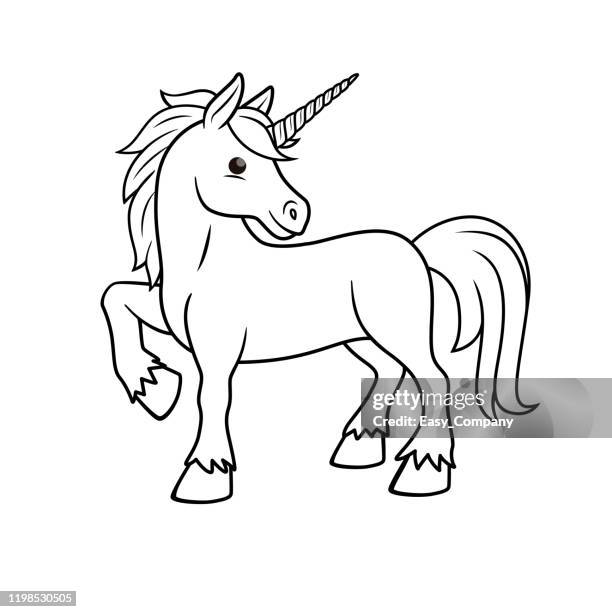 illustrazioni stock, clip art, cartoni animati e icone di tendenza di illustrazione vettoriale dell'unicorno isolato su sfondo bianco. per i bambini libro da colorare. - pegasus