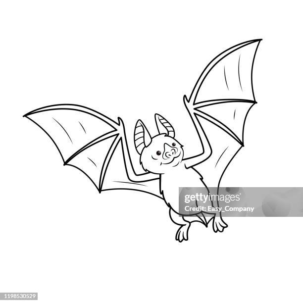 vector illustration of vampire bat isolated on white background. for kids coloring book. - count dracula stock illustrations