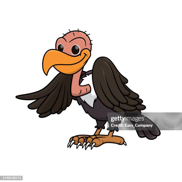 vector illustration of vulture isolated on white background. - vulture cartoon character stock illustrations