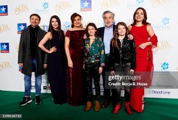Jose Mota, Ana Fernandez, Eloisa Vargas, Carlos Iglesias and Ana Arias attends 'La suite nupcial' premiere at Kinepolis on January 09, 2020 in...