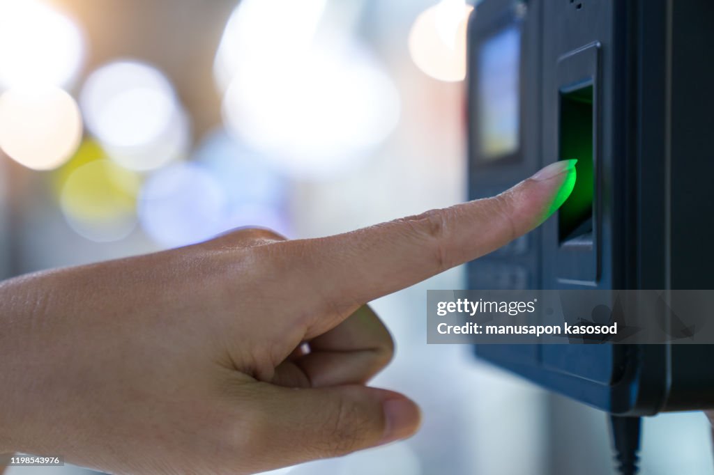 Keycard Scan Finger Print And Key Card Scan For Enter Security System High-Res Stock ...