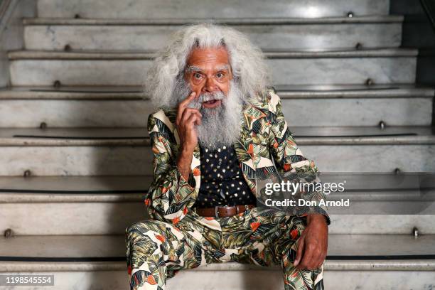 Uncle Jack Charles poses during a media call for Black Ties at Sydney Town Hall on January 10, 2020 in Sydney, Australia.