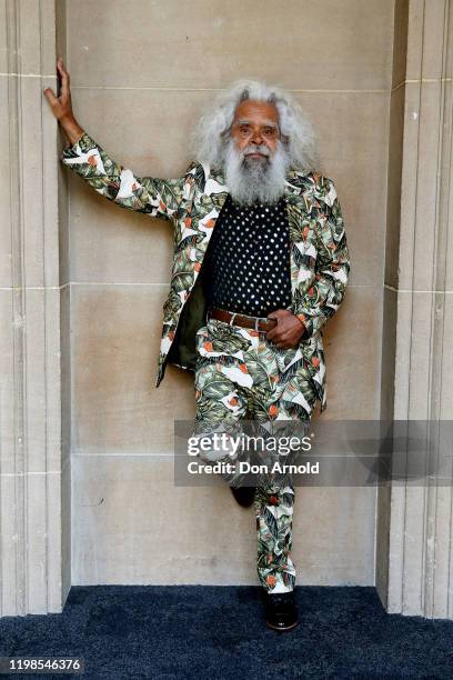 Uncle Jack Charles poses during a media call for Black Ties at Sydney Town Hall on January 10, 2020 in Sydney, Australia.