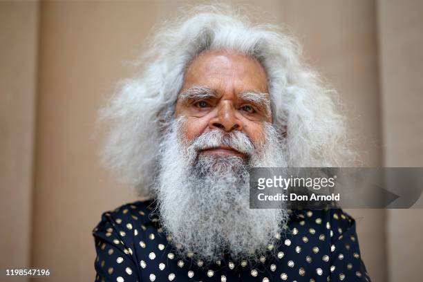 Uncle Jack Charles poses during a media call for Black Ties at Sydney Town Hall on January 10, 2020 in Sydney, Australia.