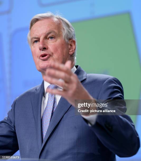 February 2020, Belgium, Brüssel: , Belgium, Brussels: European Commission's Head of Task Force for Relations with the United Kingdom Michel Barnier...