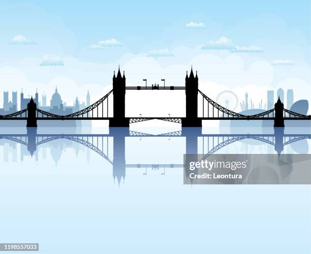 tower bridge, london (all buildings are complete and moveable) - by the thames stock illustrations