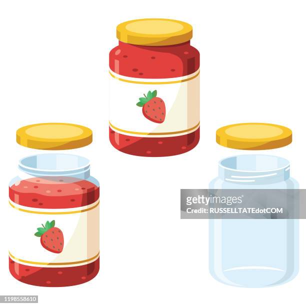 ilustraciones, imágenes clip art, dibujos animados e iconos de stock de tarros de mermelada - marmalade