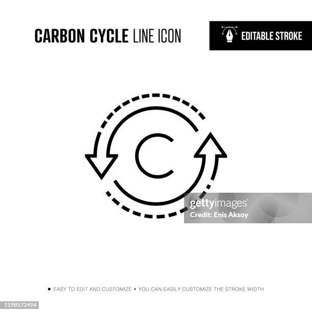 carbon cycle line icon - editable stroke - carbon cycle stock illustrations