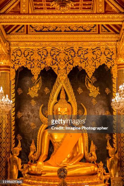 phra buddha chinnarat  the most beautiful golden buddha statue in phitsanulok province, thailand. - socialist international stock pictures, royalty-free photos & images