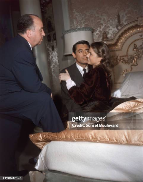 Cary Grant et Ingrid Bergman sur le tournage du film " Les enchainés" d'Alfred Hitchcock