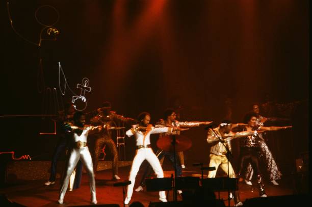 Earth, Wind & Fire on stage at Madison Square Garden, New York, United States, 24th November 1981.