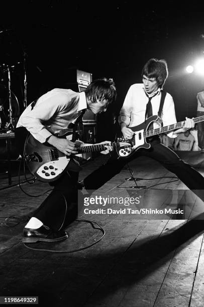 Paul Weller and Bruce Foxton of The Jam on stage in New York, United States, March 1978. They are both playing Rickenbacker guitars.