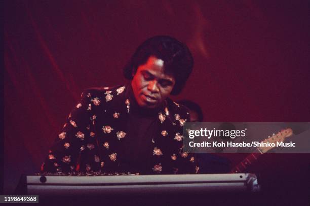 James Brown on stage at Nippon Budokan, Tokyo, Japan, 27th February 1973.