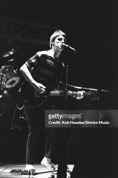 Paul Weller of The Jam on stage at Tokyo Kosei Nenkin Kaikan, Shinjuku, Tokyo, Japan, 11th June 1982.