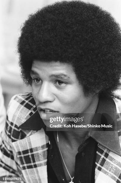 Jackie Jackson of the Jackson Five, interview at a hotel, Tokyo, Japan, 1973.