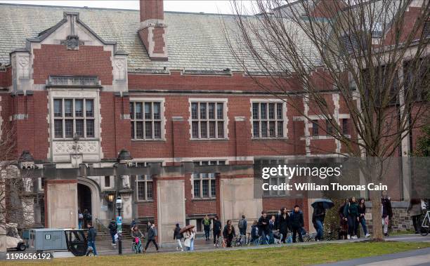 Students walk on campus at Princeton University on February 4, 2020 in Princeton, New Jersey. The university said over 100 students, faculty, and...