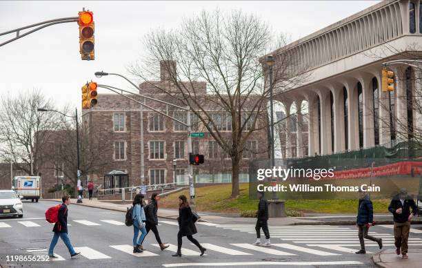 Students walk on campus at Princeton University on February 4, 2020 in Princeton, New Jersey. The university said over 100 students, faculty, and...