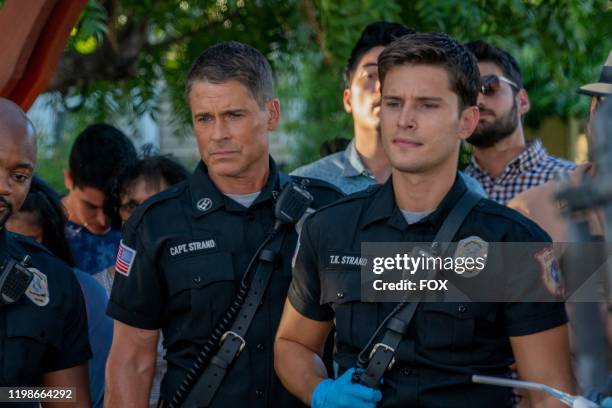 Rob Lowe and Ronen Rubenstein in 9-1-1: LONE STAR, debuting in a special two-night series premiere Sunday, Jan. 19 , following the NFC CHAMPIONSHIP...