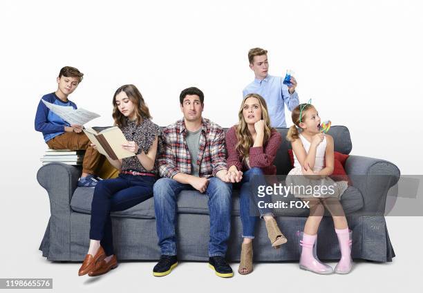 Jack Stanton as Marc, Ashley Boettcher as Nicole, Jason Biggs as Mike, Maggie Lawson as Kay, Connor Kalopsis as Brian and Oakley Bull as Leila in...