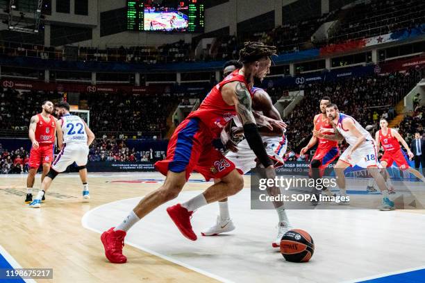 Daniel Hackett of CSKA Moscow plays against Anadolu Efes Istanbul in Round 23 of the 2019/2020 Turkish Airlines Euroleague Regular Season at...