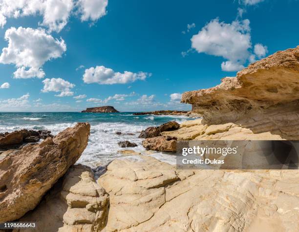 Cap Saint Georges Beach, rocky coast, Agios Georgios, Cyprus, Cyprus, 30070144.