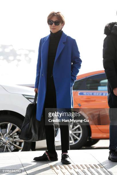 Leeteuk of South Korean boy band Super Junior is seen on departure at Incheon International Airport on January 10, 2020 in Incheon, South Korea.
