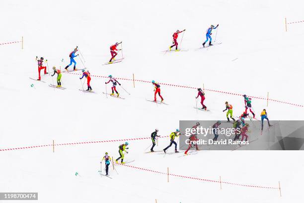 Athletes compete in Men’s Individual in Ski Mountaineering during day 1 of the Lausanne 2020 Winter Youth Olympics on January 10 in...