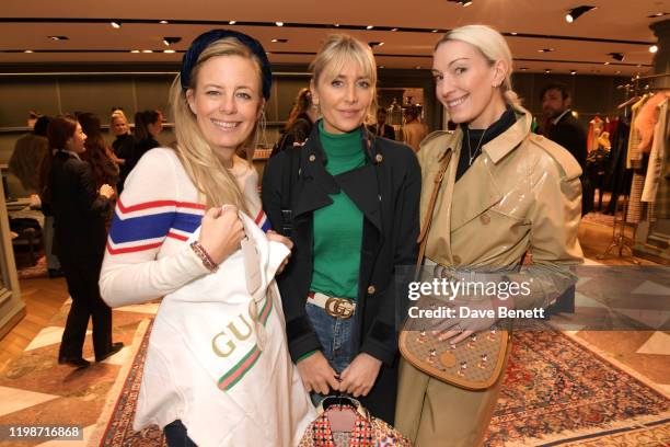 Astrid Harbord, Lady Emily Compton and Olivia Buckingham attend The Lady Garden Foundation Gucci Breakfast on February 5, 2020 in London, United...