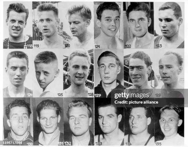 Die historische Bildmontage vom November 1956 zeigt deutsche Ruderer, Ringer und Fechter, die an den Olympischen Spielen in der australischen...