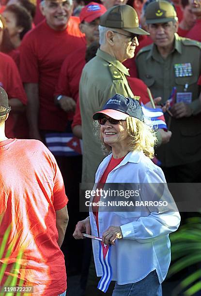 Dalia Soto del Valle, wife of Cuban President Fidel Castro arrives 01 May, 2004 at the Revolution Square in Havana to participate in the traditional...