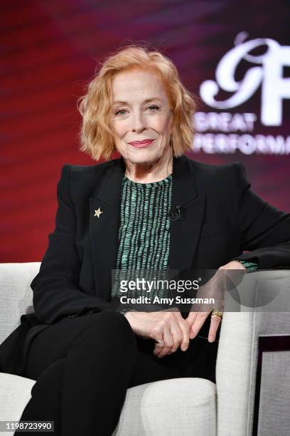 Holland Taylor of great Performances "Ann" speaks during the PBS segment of the 2020 Winter TCA Press Tour at The Langham Huntington, Pasadena on...