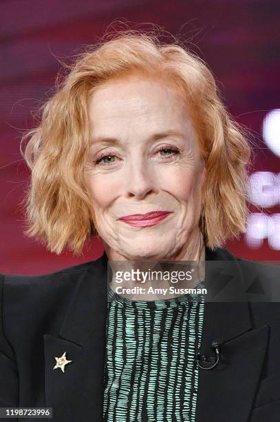 Holland Taylor of great Performances "Ann" speaks during the PBS segment of the 2020 Winter TCA Press Tour at The Langham Huntington, Pasadena on...