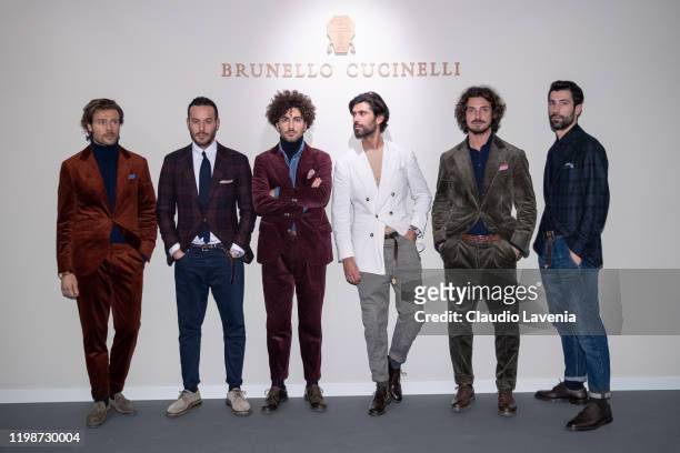 Models attend the Brunello Cucinelli Collection Presentation at 97. Pitti Immagine Uomo at Fortezza Da Basso on January 07, 2020 in Florence, Italy.