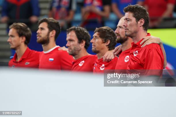 Captain Marat Safin of Russia looks on during day nine of the 2020 ATP Cup at Ken Rosewall Arena on January 11, 2020 in Sydney, Australia.