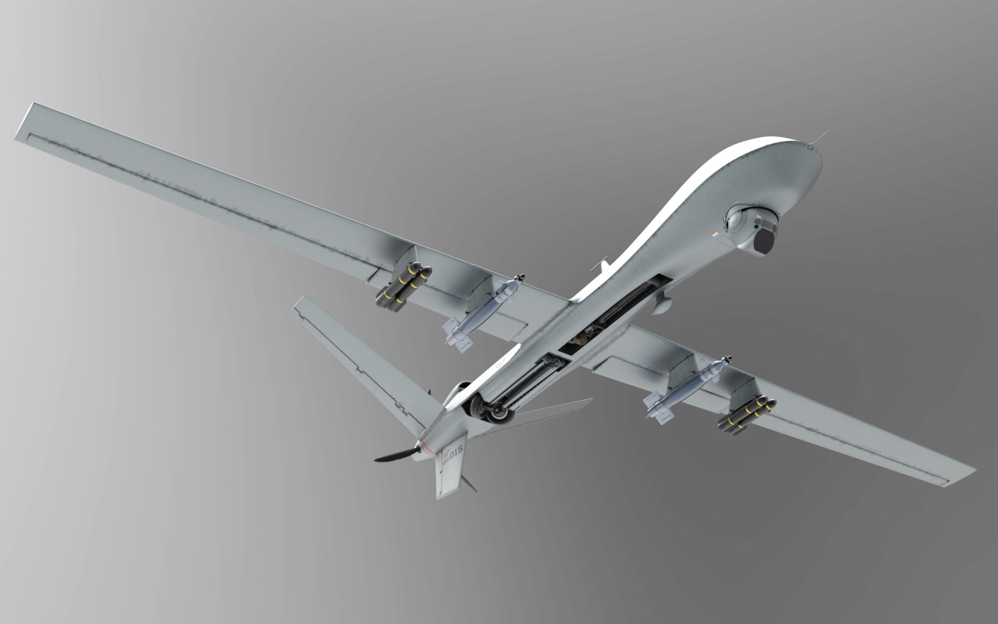 military drone armored with missiles with clipping path military drone armored with missiles with clipping path