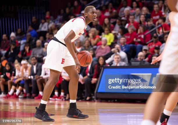 Mael Gilles of the Rutgers Scarlet Knights during a game against the Indiana Hoosiers at Rutgers Athletic Center on December 31, 2019 in Piscataway,...