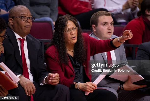 Head coach C. Vivian Stringer of Rutgers Scarlet Knights during a game against the Indiana Hoosiers at Rutgers Athletic Center on December 31, 2019...