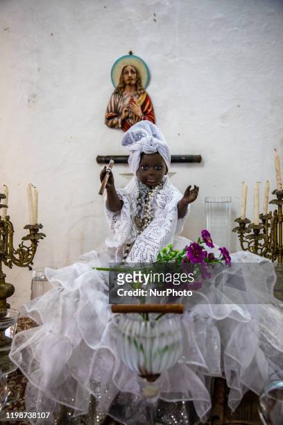 View of Casa Templo de Santeria Yemallà in Trinidad, Cuba, on January 20, 2020. Santeria combines elements of Christianity and the African Yoruba...