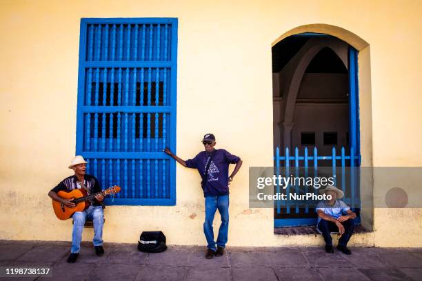 Cuban people in Trinidad, Cuba, on January 20, 2020. Trinidad is a town in the province of Sancti Spíritus, central Cuba. Together with the nearby...