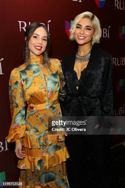 Actresses Camila Sodi and Alejandra Espinoza attend the premiere of Univision's "Rubí" at AMC Century City 15 on January 10, 2020 in Century City,...
