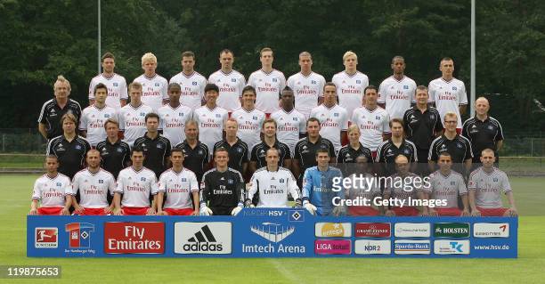 The team of Hamburger SV Marcus Berg, Soeren Bertram, Dennis Diekmeier, Heiko Westermann, Marcell Jansen, Jeffrey Bruma, Hanno Behrens, Dennis Aogo,...